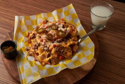 loaded nachos with cheese and jalapeños